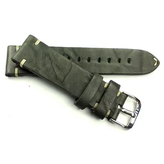 RIOS1931 Herren 20mm Leder Deutsch Uhrenarmband Vintage Pilot grau