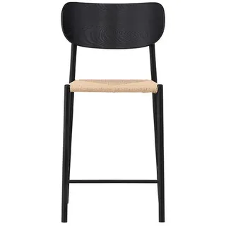 ebuy24 Barhocker, Polly, Schwarz, Rattan, 52 x 55 x 101 cm , Metall , 52x101x55 cm , Esszimmer, Barmöbel, Barhocker