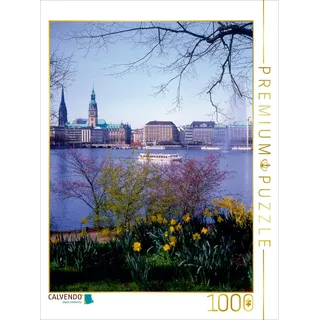 CALVENDO Puzzle Die Hamburger Skyline im Frühling 1000 Teile Puzzle hoch | Lege-Größe cm Foto-Puzzle für glückliche Stunden
