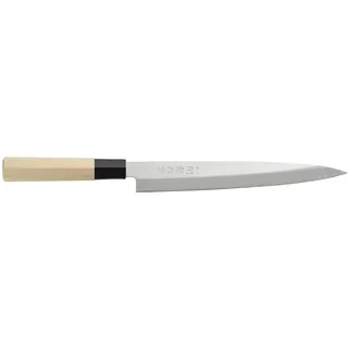 HENDI Yanagiba Messer, lange Klinge, für Sashimi und Sushi, extra scharf, japanisches Design, japanisches Messer, Sashimi Messer, Klingenlänge: 270mm, 405x35x(H)22mm, Edelstahl, Pappelholz