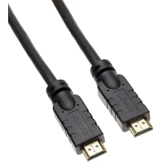 PremiumCord 4K High Speed ​​HDMI 1,4 M/M Kabel Mit Verstärker, 10,2 Gbit/s, 4K@30Hz Video Kompatibel, Full HD 1080p, Deep Color, 3D, ARC, HDR, Dolby TrueHD, Vergoldete Anschlüsse, Schwarz, 20 m