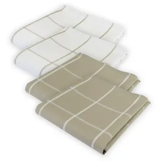 Delindo Lifestyle Geschirrtücher Malta, Taupe beige, 100% Baumwolle, 4er Set, kariert gestreift, Küchentücher in 50x70 cm