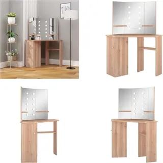 vidaXL Eck Schminktisch mit LED Eichen Optik 111x54x141,5 cm - Schminktisch - Schminktische - Kosmetiktisch - Kosmetiktische - Braun