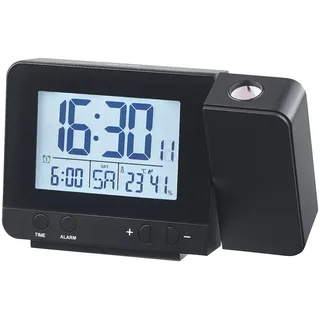 infactory Funk Projektionswecker: Projektions-Funkwecker, Thermo-/Hygrometer, 2 Weckzeiten, USB-Ladeport (Projektions Funkuhr, Projektionsuhr mit Netzteil, Projektor)