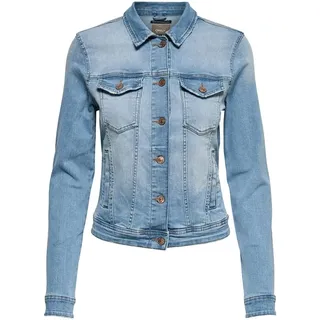 ONLY Damen Jeansjacke | Kurze Denim Übergangsjacke Blau | Basic Used Waschung ONLTIA, Farben:Blau, Größe:42