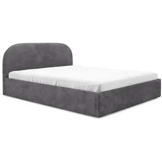GUTTO Polsterbett MOON Grau 200x200 Holz-Lattenrost Hochwertig Boucle Teddystoff Bett mit Bettkasten und Stauraum - Grau