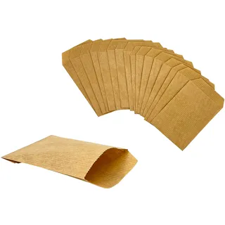 PAKNOR® 100stk Papiertüten Braun klein - 7 x 12 cm, ideal für Freudentränen & Adventskalender zum befüllen, Mini Kraftpapiertüten zum basteln für Hochzeit, Weihnachten, Blumensamen als Geschenktüte