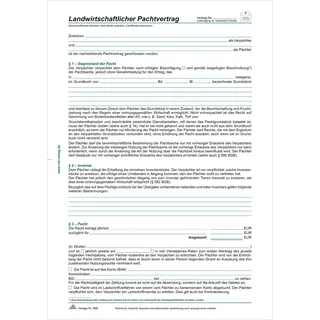 RNK RNKVERLAG 555 - Landwirtschaftlicher Pachtvertrag, 4 Seiten, gefalzt auf DIN A4, 10 Stück