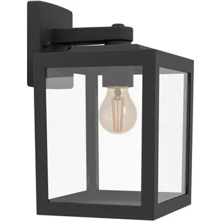 EGLO Wandlampe außen Olgiata-E, Outdoor Wandleuchte Vintage, Außenlampe Laterne, Außenleuchte Downlight, Kunststoff in Schwarz und Transparent, E27 Fassung, IP44