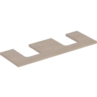 Geberit ONE Waschtischplatte, Ausschnitt 2-fach, für Aufsatzwaschtisch Schalenform, 135x3x47cm, 505.276.00.5, Farbe: Eiche / Melamin Holzstruktur