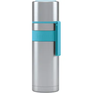 Isolierflasche HEET 500ml – Thermoflasche aus Edelstahl, Doppelwandig, Vakuum-Isolierte Thermoskanne mit Becher, Auslaufsicher, BPA-frei, Hält 12h warm, 360° Verschluss, Trageschlaufe (Türkisblau)