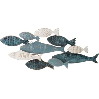 Bönninghoff Metallbild "ABSTRAKT – FISCHE BLAU 70x30 cm – Deko modern" Fisch  Fisch & Meeresfrüchte  Wassertiere Wanddekoration, farbe bild(er): blau, weiß
