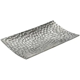 Ambia Home Dekoschale , Nickelfarben , Metall , Uni , rechteckig , 22x4x40 cm , Lfgb , handgemacht , Dekoration, Dekoschalen