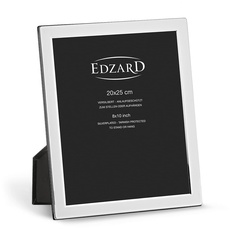 EDZARD Bilderrahmen Salerno für Foto 20 x 25 cm, edel versilbert, anlaufgeschützt, mit Samtrücken, inkl. 2 Aufhängern, Fotorahmen zum Stellen und Hängen