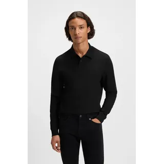 Poloshirt BOSS ORANGE "Pe Interlock Langarm Polo", Herren, Gr. XL, schwarz (schwarz001), Jersey, Obermaterial: 100% Baumwolle, unifarben, regular fit, Bündchen, Shirts Poloshirt, mit Polokragen