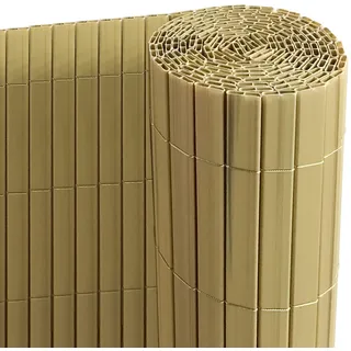 Ribelli® PVC Sichtschutzmatte mit Steg, extra stabil Sichtschutzzaun Sichtschutz Zaun Balkon Windschutz (80 x 400 cm, Bambus)