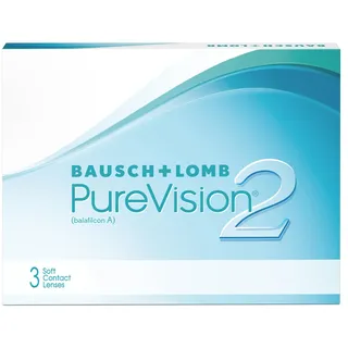 Bausch + Lomb PureVision 2 Monatslinsen, sehr dünne sphärische Kontaktlinsen, weich, 3 Stück / BC 8.6 mm / DIA 14 / -5.25 Dioptrien