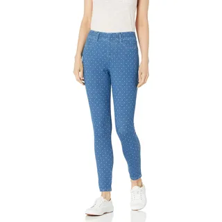 Amazon Essentials Damen Strick-Jegging zum Hineinschlüpfen (erhältlich in Übergröße), Indigo-Waschung mit weißen Punkten, mittelkurz