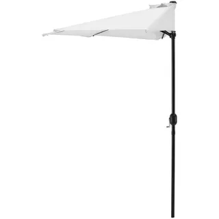 casa.pro Halb-Sonnenschirm Eger , Weiß , Textil, Metall , 300x150 cm , Sonnenschutz, Sonnenschirme