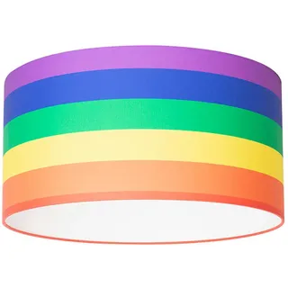 Leuchtenschirm , Blau, Gelb, Grün, Orange, Rot, Violett , Metall, Textil , Streifen , zylindrisch , E27 , 25 cm , Lampen & Leuchten, Leuchtenserien