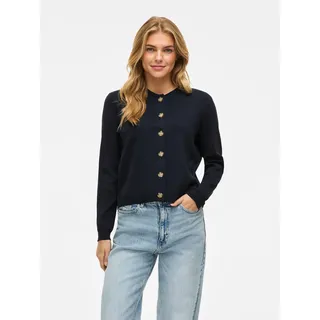 Strickjacke VILA "VIOSTRIA O-NECK L/S CARDIGAN - NOOS", Damen, Gr. S, blau (navy blazer), Feinstrick, Obermaterial: 70% Viskose, 30% Polyester, unifarben, regular fit hüftlang, Rundhals, Strickjacken Strickjacke
