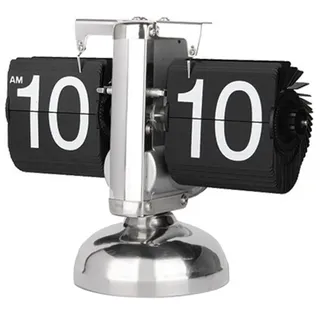 Retro-Flip-Uhr, Digitale Flip Schreibtischuhr Tischuhr Batteriebetriebene Minimalist Einfuß mechanische Auto Flip Clock Schreibtischuhr Für Zuhause Wohnzimmer(Schwarz)