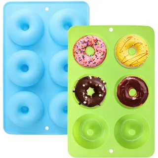 ARubyForest 2 Stück Donuts Backform 6 Hohlraum Donut Backform Antihaft Donut Form Silikon Donutform Doughnut Mould für Kuchen Muffins Keks Bagels