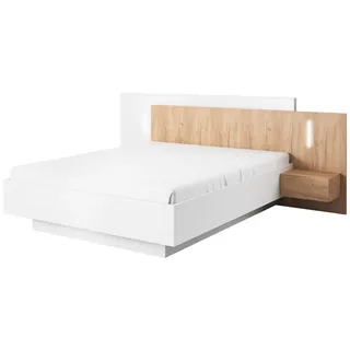 Meble Laski Doppelbett Triest 160 x 200 cm Weiß/Gold