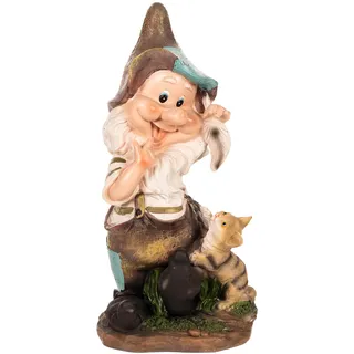 Birendy RIESIGER Zwerg, Gartenzwerg XXL Gartenwichtel NF13102 Groß 41cm Gartenfigur (11020-3-Katze)