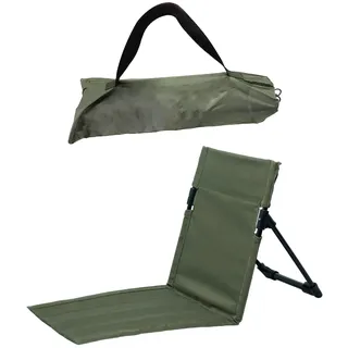 Harilla Strand-Klappstuhl Strandstuhlkissen mit Rückenlehne, Bodenstuhl Klappbares Tribünenkissen, Tragbare Strandliege Faltbarer Campingstuhl Liegestuhl für Picknick, Garten, Wandern, Grün 38x39,5cm
