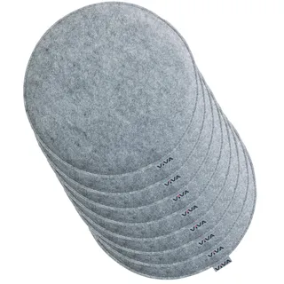 Brandsseller 8er Set Sitzkissen aus Filz Ø 35x2 cm – Robuste Stuhlauflagen für innen und außen, rundes Sitzpolster, strapazierfähiges Kissen für Stühle – Hellgrau