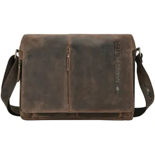 Marc Peter® Bergen leder Umhängetasche für Herren Damen | 15.6 Zoll Laptoptasche | Aktentasche aus echtem Büffelleder Braun