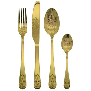 AMEFA - Tafelbesteck 16-teilig für 4 Personen – Zeremonie – Edelstahl 18/0, glänzende Oberfläche – Gold