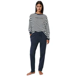 Marc O'Polo Marc O ́Polo Damen Mix&Match Long Pyjama Set, Navy/White, M EU