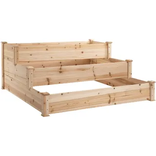 Outsunny Hochbeet, Naturfarben , Holz , 120x56x120 cm , Gartenzubehör, Hochbeete
