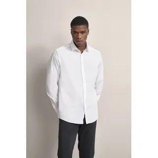 Langarmhemd BUGATTI "Kent-Kragen", Herren, Gr. L, Normalgrößen, weiß, 100% Baumwolle, normal, eckige 2-Knopf-Manschette, Hemden Langarmhemd, aus reiner Baumwolle