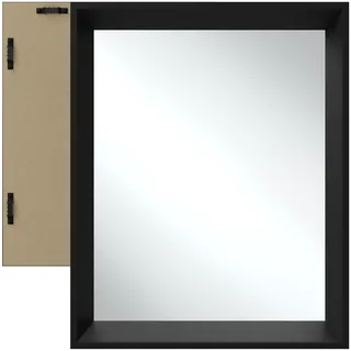 tectake® großer Spiegel, Spiegel Wand schwarz, Wandspiegel groß mit Rahmen als Badezimmerspiegel, Wohnzimmer, Schlafzimmer Deko, Flurspiegel, Badspiegel, Wohnung - 40,6 x 50,8 cm