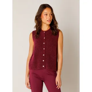 Base Level Strickweste "Nell" Ärmellos mit Wolle und Stretch, wine rot