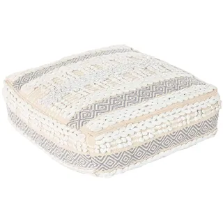 DKD Home Decor Bodenkissen, Weiß, Grau, quadratisch, Boho, 60 x 60 x 25 cm