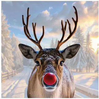 YOUNIKAT Fensterbild Weihnachten Rentier I Rudolf mit roter Nase I statisch haftend I wiederverwendbar I dv1515