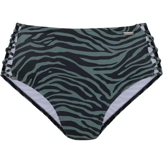 Highwaist-Bikini-Hose VENICE BEACH "Riella", Damen, Gr. 36, N-Gr, schwarz, oliv, Recycling-Polyamid, Badehosen Highwaist-Bikini-Hose, mit gekreuzten Bändern
