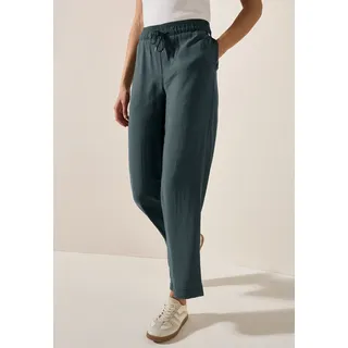 Stoffhose CECIL "Style Neele", Damen, Gr. M (40), Länge 30, grün (slate khaki), Web, Obermaterial: 88% Viskose, 12% Nylon, unifarben, loose fit lang, Hosen Stoffhose, Sommerhose mit elastischem Bund mit Tunnelzug