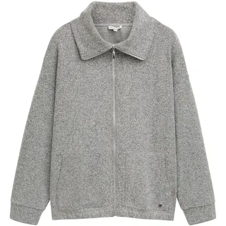 Tom Tailor Plus Sweatjacke mit Fischgrätenmuster TOM TAILOR PLUS grey heringbone boucle