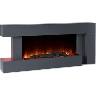 Klarstein Deko Kamin mit LED-Flammen, Elektro Kamin mit Heizung, 2000W Elektrischer Kamin, Sparsamer Kamin Elektrisch, Wandkamin mit Fernbedienung & Timer, Elektrische Kamine mit MDF-Gehäuse - Dunkelgrau