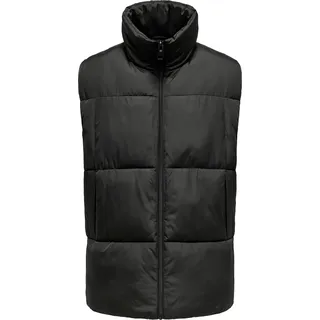 Steppweste ONLY & SONS "ONSDAVID OTL LIFE VEST", Herren, Gr. L, schwarz, Web, Obermaterial: 100% Polyester, unifarben, regular fit, Westen Steppweste