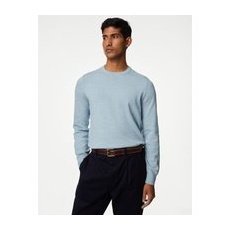 Mens M&S Collection Pullover aus reiner Baumwolle mit Rundhalsausschnitt - Pale Blue, Pale Blue, XXXL-REG