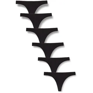 Amazon Essentials Damen Tanga-Unterwäsche Baumwolle, 6er-Pack, Schwarz, 34