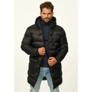 SOULSTAR Parka "Winterjacke als Langer Steppmantel - Winterparka" mit Kapuze Herren warme Pufferjacke Steppjacke - Leichter Wintermantel, schwarz
