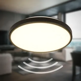 B.K.Licht LED Deckenlampe 1 rund schwarz