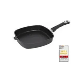 AMT Gastroguss Eckpfanne 28 x 28 cm, 5 cm hoch, glatter Boden, abnehmbarer Stiel, induktionsgeeignet, Lotan® Antihaft-Veredelung, Gusspfanne (Aluguss), AMZN-I-E285-Z20B